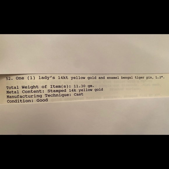 Vintage 14K Gold & Enamel Tiger Pin/Brooch Mint - Picture 8 of 8